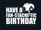 Verjaardagskaart man Snoopy fan stache tic birthday